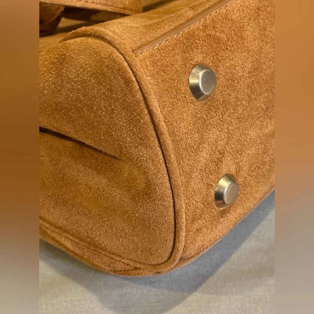 Genuine Suede leather Rodeo Hobo handbag Tote Tan Brown KIM KARDASHIAN BAG
